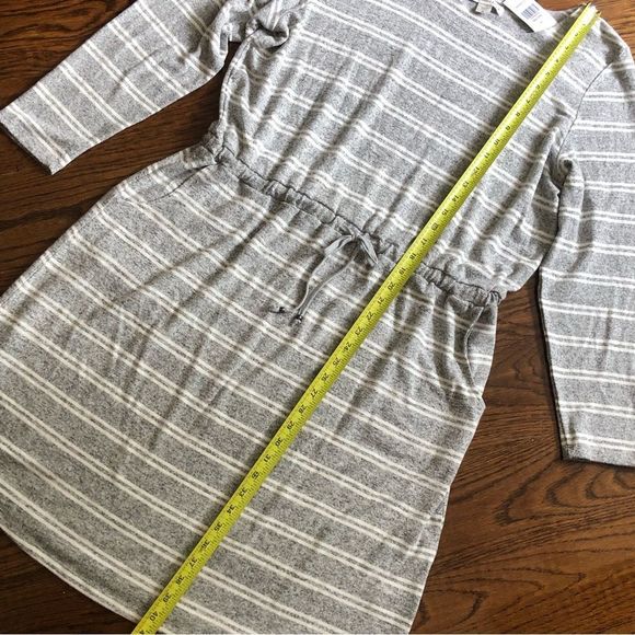 COLDWATER CREEK Women’s Soft Grey Stripe Long Sleeve Dress With Pockets Size XL - Picture 5 of 12